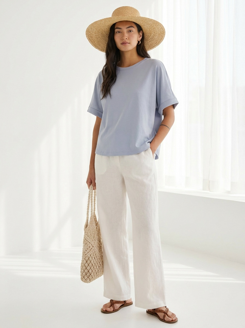 Camiseta Oversize con Mangas Vueltas