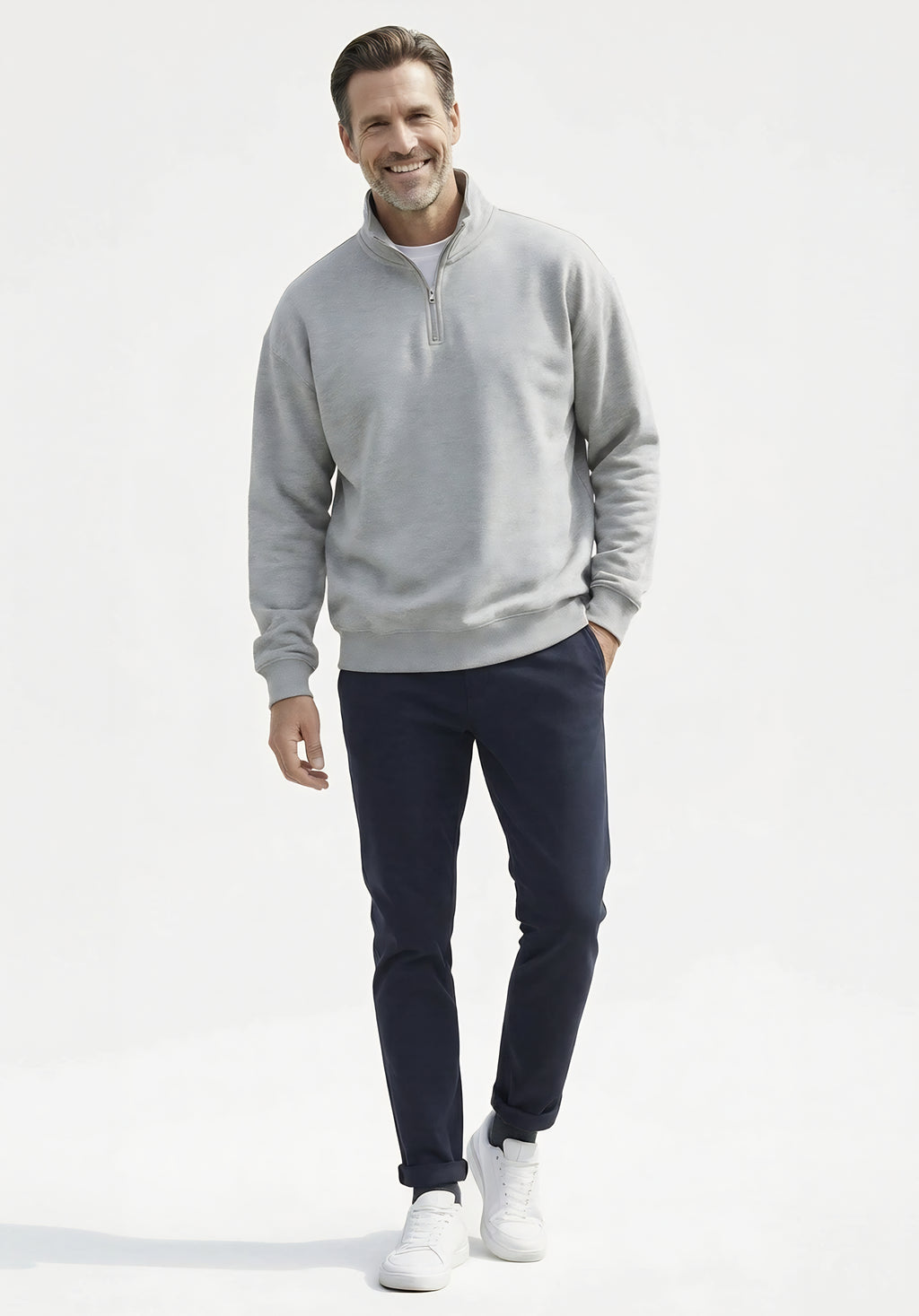 Sudadera Oversize Gris Jaspeado Unisex  talla L (Muestra)