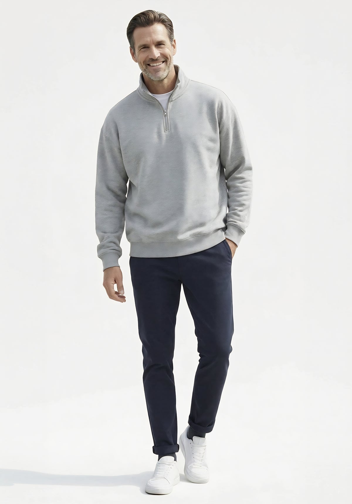 Sudadera Oversize Gris Jaspeado Unisex  talla L (Muestra)