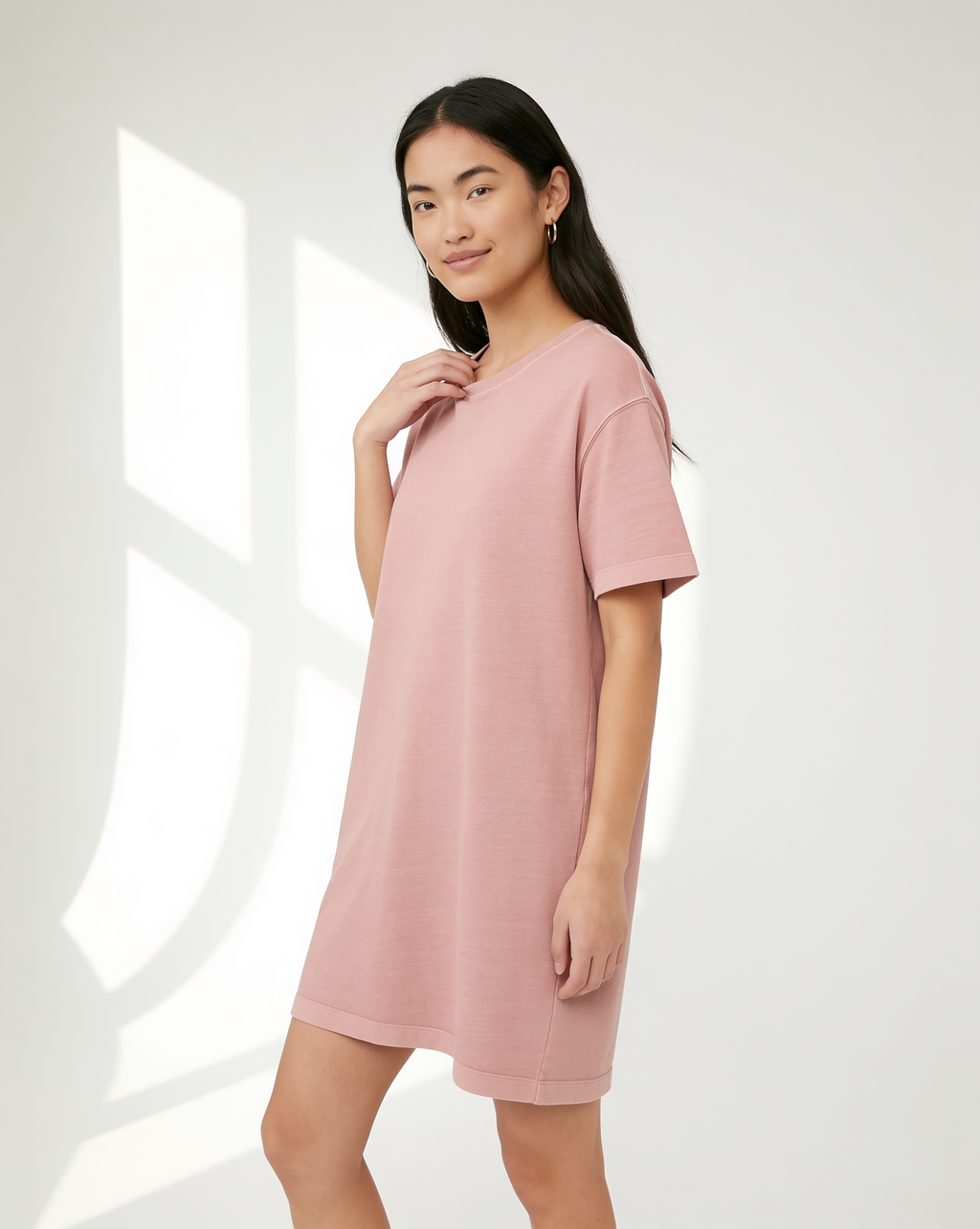 Vestido Oversize Efecto Lavado Rosa (muestra de diseño)